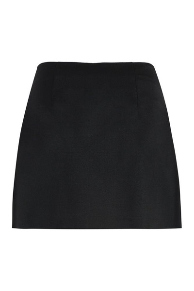 PRADA Black Satin Skirt with Embellished Buttons for Women