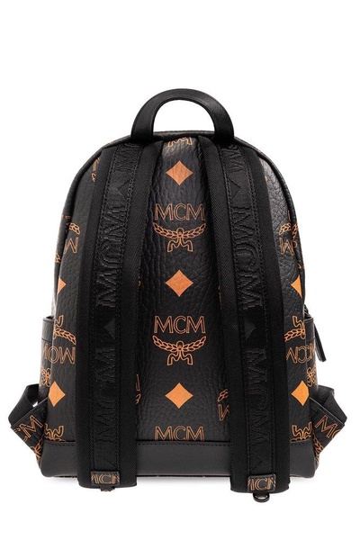 MCM All-Over Logo Printed Zipped Backpack