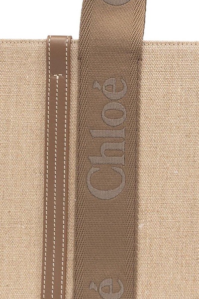 Chloè Woody Medium Canvas And Leather Tote Bag