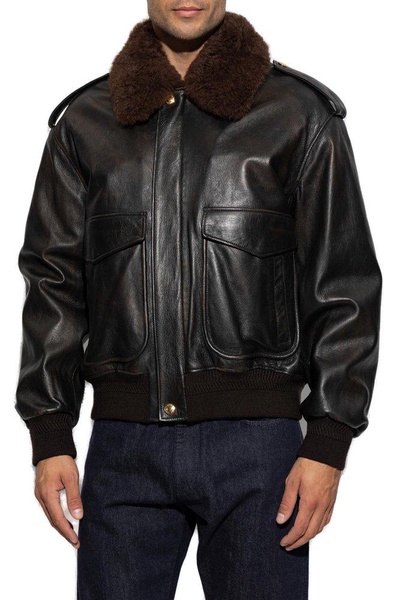 Versace Leather jacket with detachable collar