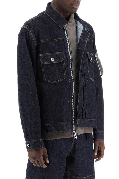 Sacai Layered Effect Buttoned Denim Jacket