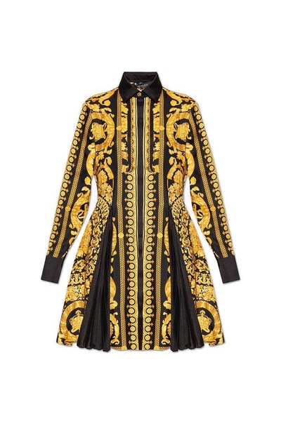 Versace Baroque Printed Long Sleeved Dress