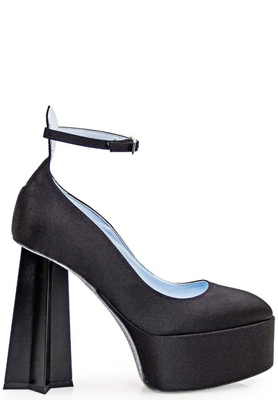 Chiara Ferragni Round Toe Ankle Strap Pumps