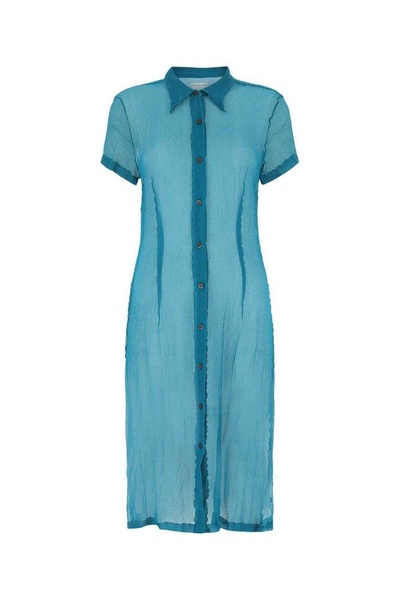 Dries Van Noten Semi-Transparent Button-Up Shirt Dress