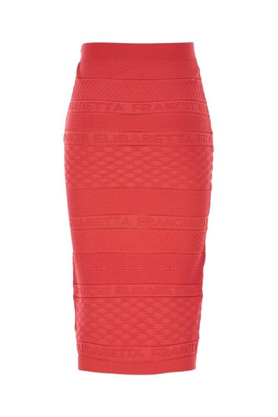 Elisabetta Franchi Logo-Panelled High Waist Midi Pencil Skirt