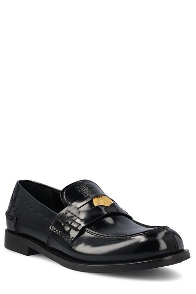 Miu Miu Logo-Plaque Slip-On Loafers