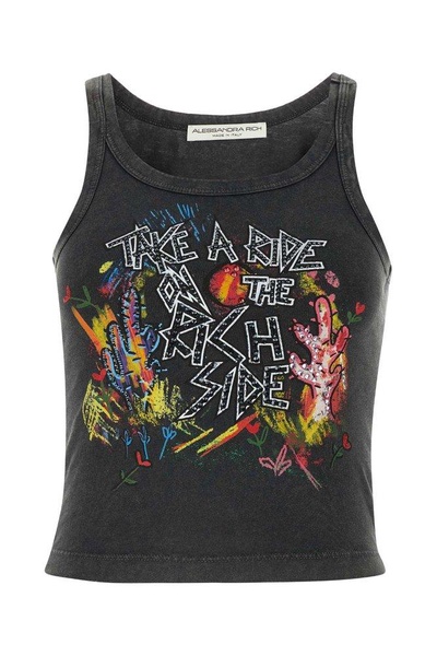 Alessandra Rich Graphic-Printed Crewneck Tank Top