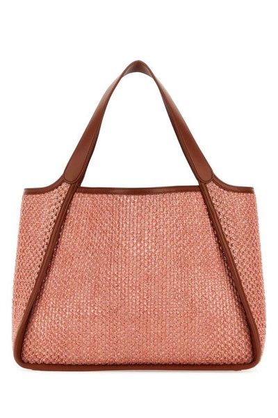 Stella McCartney Logo Embroidered Raffia Tote Bag