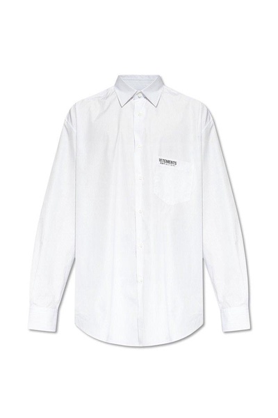 Vetements Logo Detailed Striped Oversize Shirt