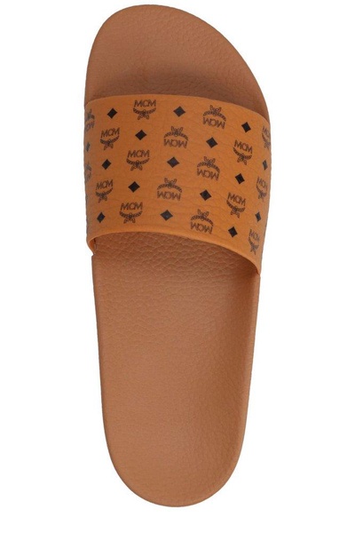 MCM Logo-Printed Slip-On Sandals