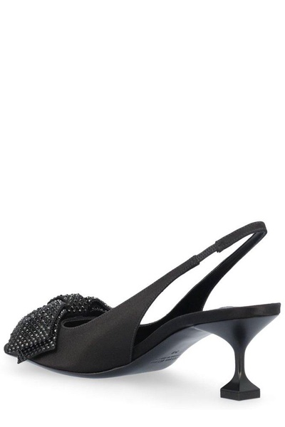 Miu Miu Embellished Satin Slingback Pumps