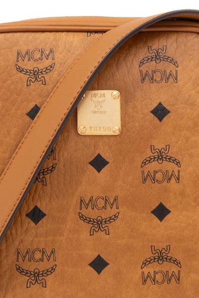 MCM Logo Plaque Zip-Up Crossbody Bag