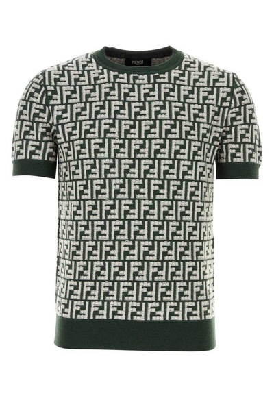 Fendi FF Motif Fringed-Effect Short Sleeved Jumper