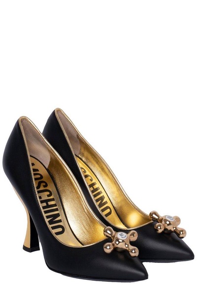 Moschino Tap-Detailed Pointed Toe Pumps