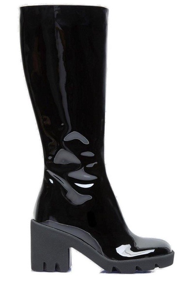 Stride patent leather knee-high boots