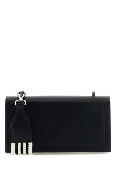 'The Knuckle Satchel' Black Shoulder Bag with Skull and Stones in Smooth Leatrher Woman