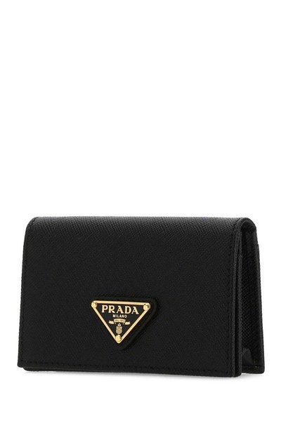 Prada Logo Plaque Fold Over Cardholder