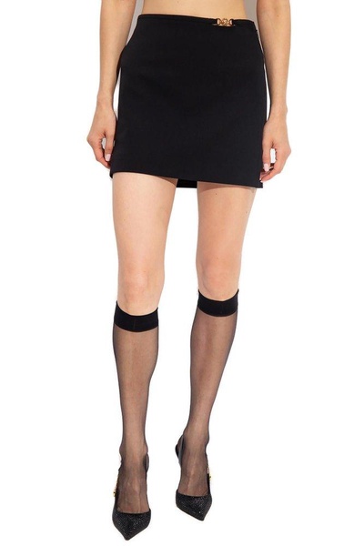 Versace Medusa Head-Embellished High-Waist Mini Skirt