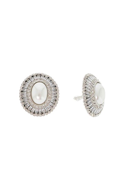 Alessandra Rich Embellished Logo Engraved Earrings