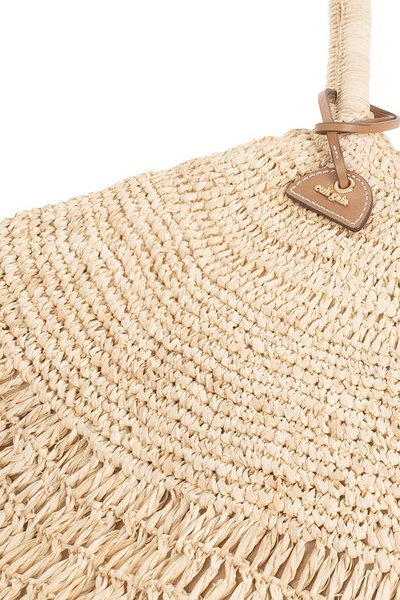 Cult Gaia Lucia Woven Fringed-Edge Tote Bag