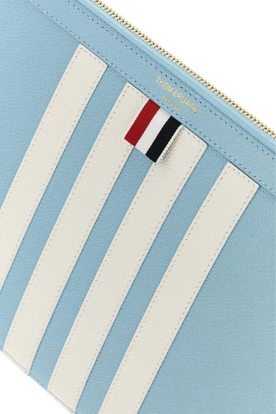 Thom Browne Man Pastel Light Blue Leather Clutch