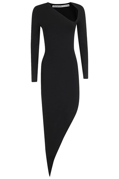 Alexander Wang Asymmetric Long-Sleeve Bodycon Maxi Dress