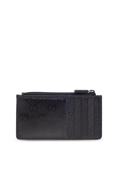 Black GG Crystal Canvas Card Holder 