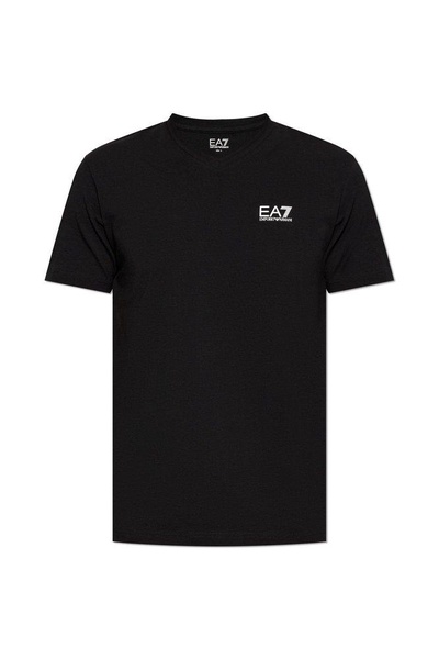 Ea7 Emporio Armani Logo Printed V-Neck T-Shirt