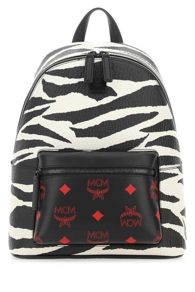 MCM Animal Printed Logo Plaque Detailed Backpack