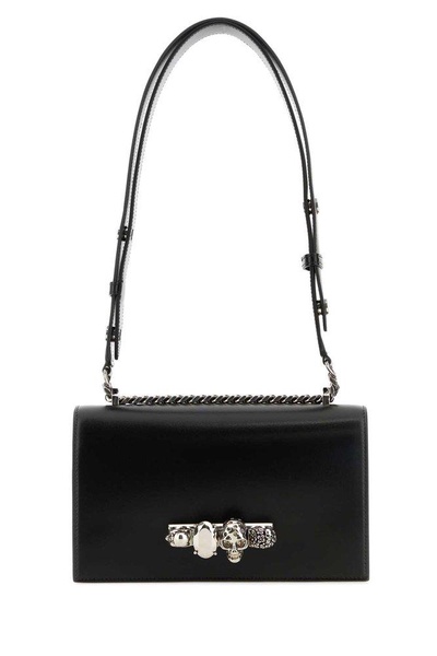 Alexander Mcqueen Woman Black Leather Skull Shoulder Bag