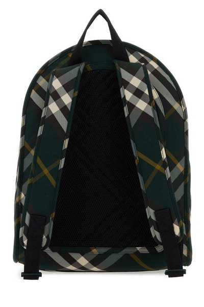 Burberry Shield Checkered Woven Zipped Backpack