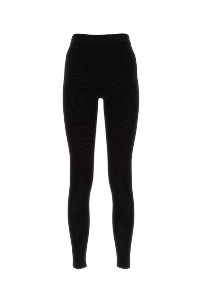 Miu Miu High Waist Logo Band Ribbed Leggings