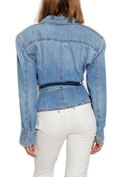 Balmain Tie-Waisted Denim Shirt