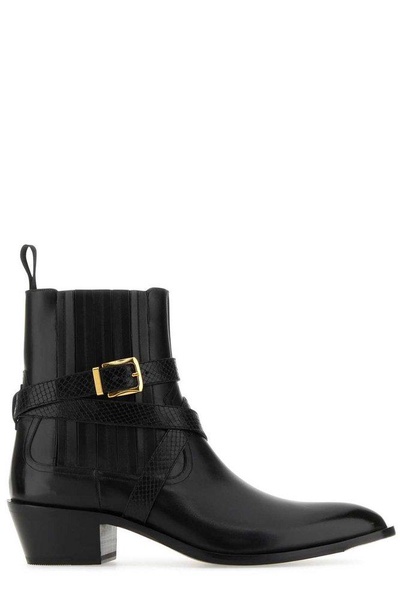 Bally Pointed-Toe Buckle-Detailed Ankle Boots