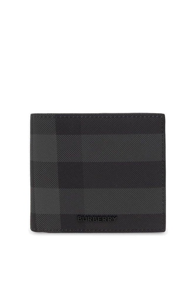 Burberry Logo Plaque Checked Bifold Wallet