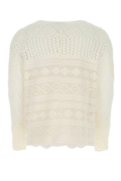 Marine Serre Crochet Round-Neck Sweater