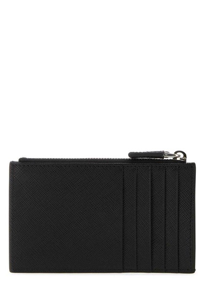 Prada Logo Plaque Zip-Up Cardholder