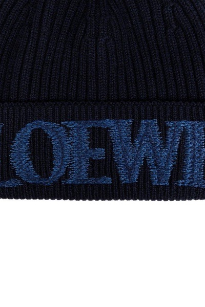 Loewe Logo Embroidered Ribbed-Knit Beanie