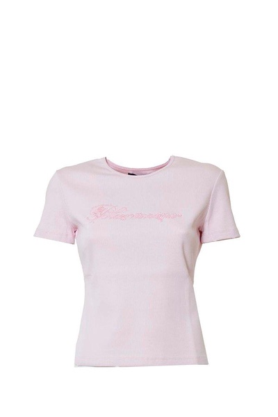 Blumarine Logo Embroidered Crewneck Knitted T-Shirt