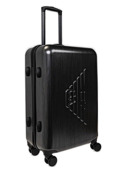 Emporio Armani Logo Embossed Four Wheels Suitcase