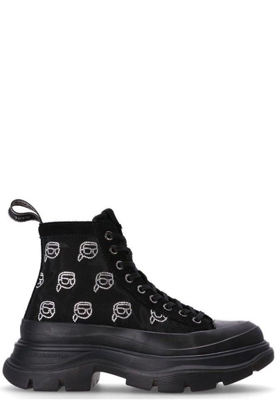 Karl Lagerfeld Luna Embellished Mesh Boots