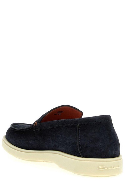 Santoni Almond-Toe Slip-On Loafers