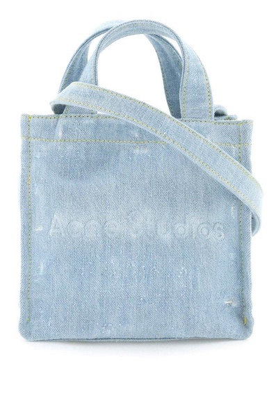 Acne Studios Logo Embossed Denim Tote Bag