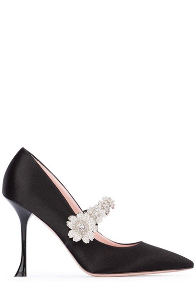 Roger Vivier Bouquet Flower Babies Embellished Satin Pumps