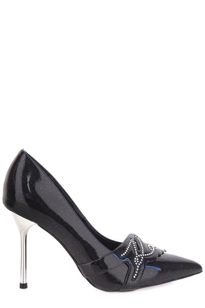 Karl Lagerfeld Pointed Toe Studs Embellished Pumps