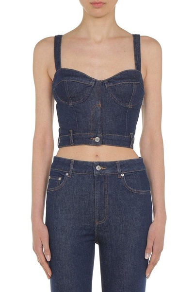 Moschino Jeans Logo Patch Sleeveless Denim Top