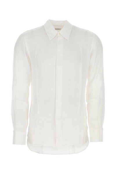 Dries Van Noten Collared Button-Up Tuxedo Shirt