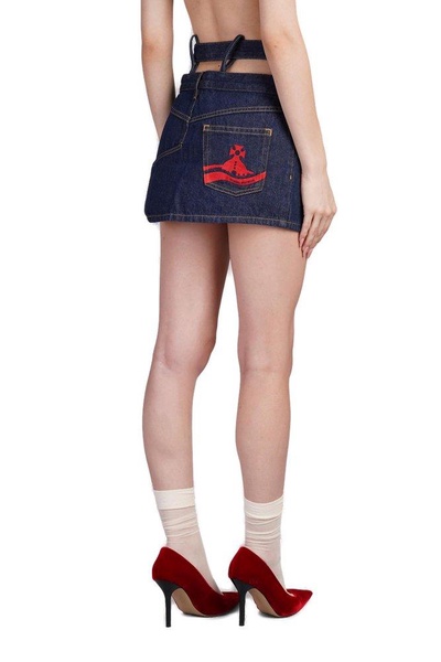 Vivienne Westwood Double Waistband Cut-Out Denim Skirt