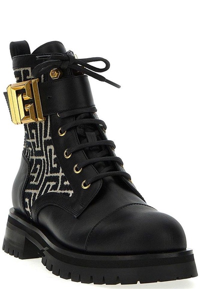 Balmain Charlie Monogram Jacquard Ranger Boots