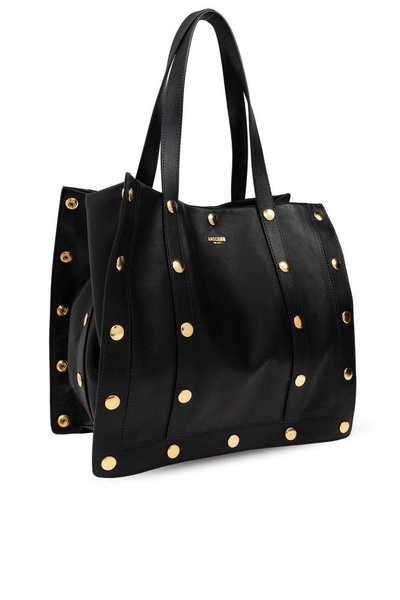 Moschino Studded Logo Plaque Tote Bag